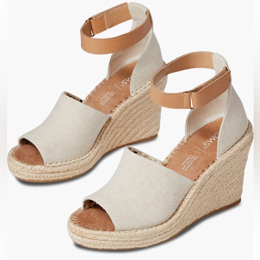 TOMS Marisol Espadrille Wedge Womens Ivory Casual Sandals 9 New Without Box
